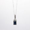 Picture of 10k White Gold Necklace with Emerald Cut Blue Sapphire & Diamond Pendant