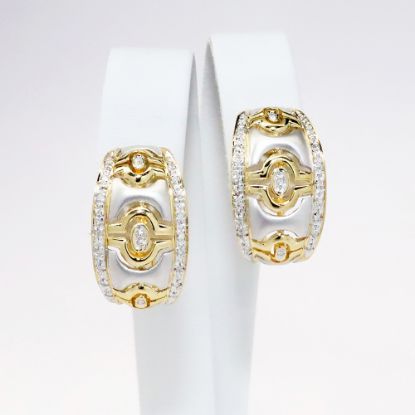 Picture of Vintage 1980's 14k Two-Tone Gold & Diamond Omega Back Earrings