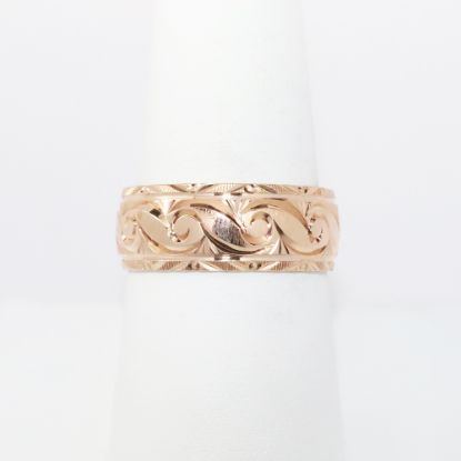 Picture of 14k Rose Gold Etched Wave Design Wedding Band