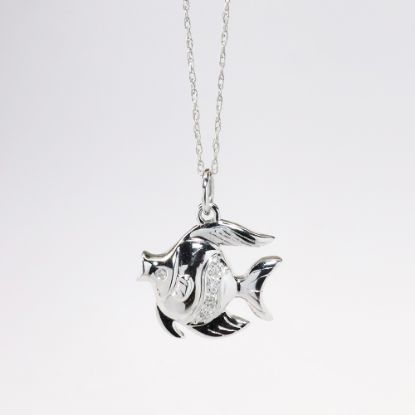 Picture of 14k White Gold Necklace with Diamond Accented Angelfish Pendant