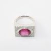 Picture of Squared 18k White Gold & Oval Cut Pink Tourmaline Ring with Diamond Accents