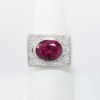 Picture of Squared 18k White Gold & Oval Cut Pink Tourmaline Ring with Diamond Accents