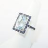 Picture of 18k White Gold & Oval Cut Aquamarine Ring with Squared Blue Sapphire & Diamond Halo