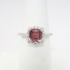 Picture of Vintage Inspired Square Cut Pink Tourmaline Ring with Diamond Halo