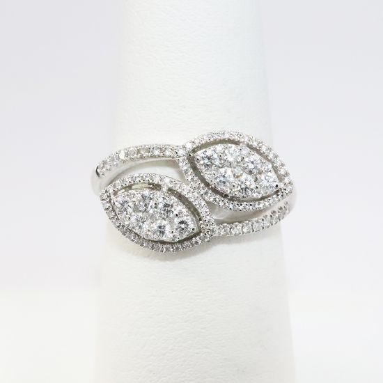 Picture of 18k White Gold & Diamond Cluster Bypass Ring