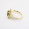 Picture of 14k Yellow Gold & Green Tourmaline Ring with Quatrefoil Shaped Diamond Halo