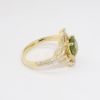 Picture of 14k Yellow Gold & Green Tourmaline Ring with Quatrefoil Shaped Diamond Halo