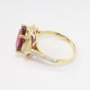 Picture of 14k Yellow Gold & Dark Pink Tourmaline Ring with Pavé Set, Quatrefoil Shaped Diamond Halo