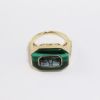 Picture of Geometric 14k Yellow Gold, Malachite, Blue Topaz & Smoky Quartz Ring with Diamond Accents 