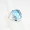 Picture of 14k White Gold & Oval Blue Topaz Cabochon Ring with Diamond Accents 