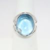 Picture of 14k White Gold & Oval Blue Topaz Cabochon Ring with Diamond Accents 