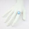 Picture of 14k White Gold & Oval Blue Topaz Cabochon Ring with Diamond Accents 