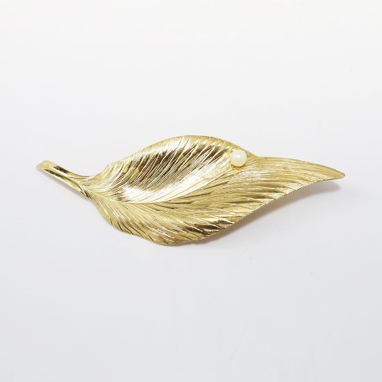 Picture of Vintage 1964 Henkel & Grosse for Christian Dior Golden Leaf & Pearl Brooch