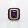 Picture of 18k Rose Gold & Emerald Cut Amethyst Ring with Geometric Black Agate & Diamond Halo