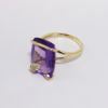 Picture of 14k Yellow Gold & Cushion Cut Amethyst Ring Wrapped in an Abstract Gold & Diamond Snake