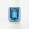 Picture of 14k Yellow Gold & Emerald Cut Blue Topaz Ring with a Sky Blue Enamel Halo