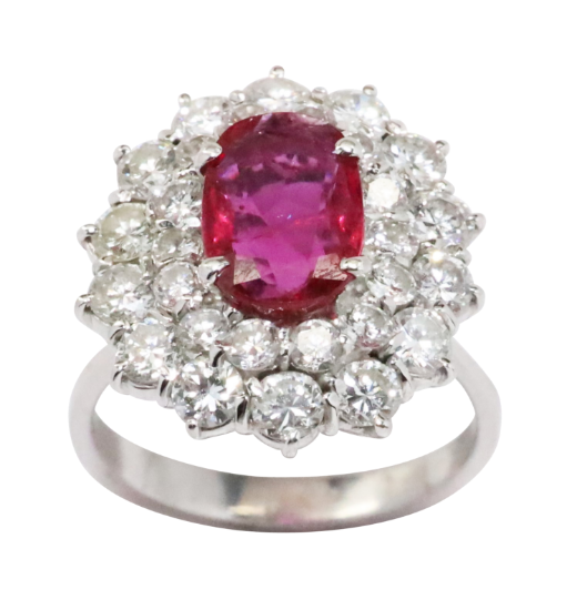 Picture of 1.34ct Oval Ruby Ring with 2.0ct Diamonds, 18k White Gold