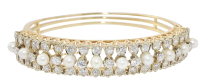 Picture of 14K Yellow Gold Cultured Pearl & Diamond Bracelet