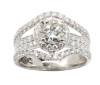 Picture of 18k White Gold & GIA Certified Round Brilliant Cut Diamond Ring with Diamond Accented Band