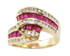 Picture of 14K Yellow Gold Channel Set Ruby & Diamond Statement Ring