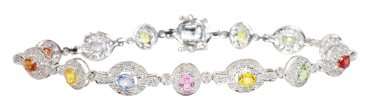 Picture of 14k White Gold, Diamond & Multi-Colored Gemstone Bracelet