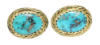 Picture of Men's Turquoise Oval Cufflinks set in 14k Yellow Gold 
