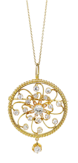 Picture of Antique Diamond Pendant/Brooch, 18k Yellow Gold