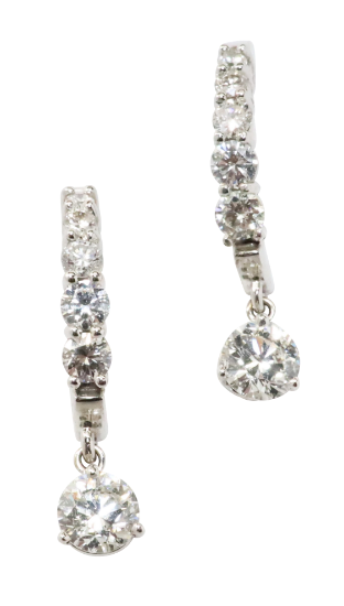 Picture of 2.0ct Diamond Drop Earrings, 14k White Gold