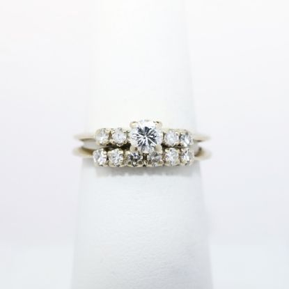 Picture of Vintage 14k White Gold & Round Brilliant Cut Diamond Bridal Ring Set