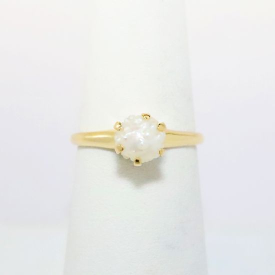 Picture of Antique 14k Yellow Gold & Natural Baroque Pearl Solitaire Ring