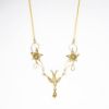 Picture of Antique Victorian 14k Yellow Gold & Seed Pearl Flower & Bird Necklace