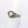 Picture of Art Deco Era 18k White Gold Filigree, Opal & Diamond Ring