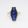 Picture of Art Deco Era Etched 20k White Gold & Synthetic Sapphire Ring