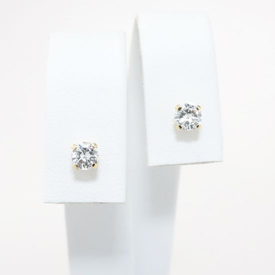 Picture of 14k Yellow Gold & 0.55ctw Round Brilliant Cut Diamond Solitaire Earrings