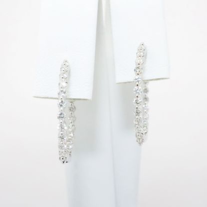 Picture of 14k White Gold & Diamond Hoop Earrings 