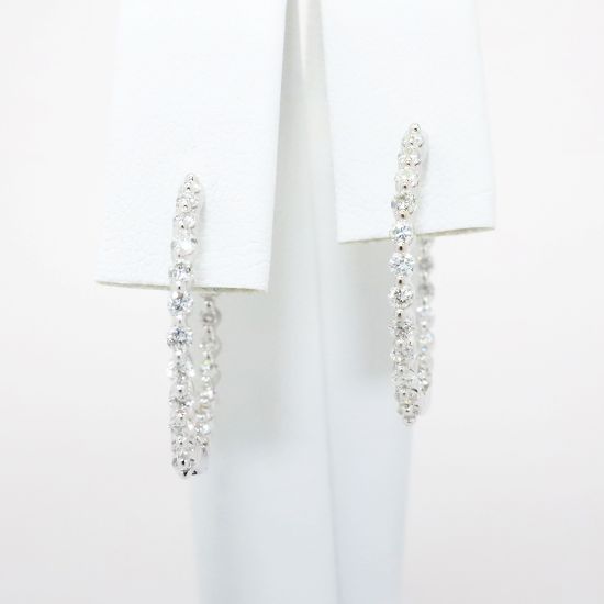 Picture of 14k White Gold & Diamond Hoop Earrings 