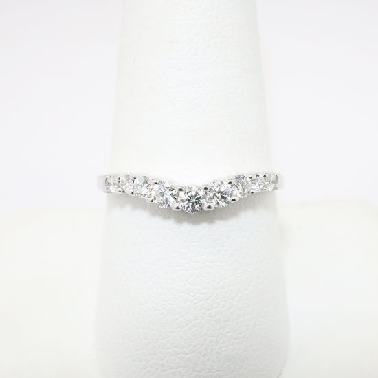 Picture of 14k White Gold & Diamond Contoured Wedding Band 