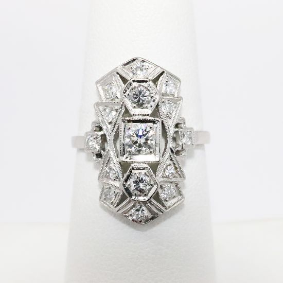 Picture of Antique Art Deco Era Platinum & Diamond Statement Ring 