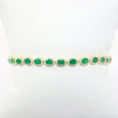 Picture of 14k Yellow Gold, Diamond & Emerald Tennis Bracelet