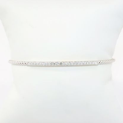 Picture of Delicate 14k White Gold & Diamond Cuff Bracelet with Safety Chain