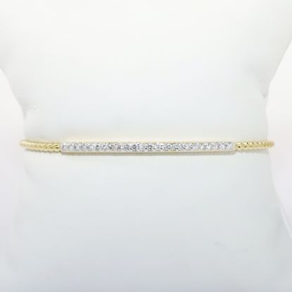 Picture of Delicate 14k Yellow Gold & Diamond Cuff Bracelet with Safety Chain