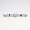 Picture of Antique Art Deco 14k White Gold & Platinum Filigree Bar Brooch with Diamond & Synthetic Sapphires