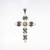 Picture of Antique Victorian Era 10k Yellow Gold, Silver, Opal Cabochon & Rose Cut Diamond Cross Pendant