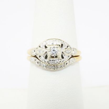 Picture of Vintage 1940's 14k Two-Tone Gold & Diamond Bridal Ring Set