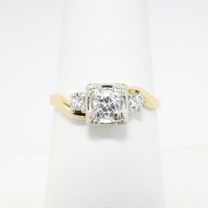 Picture of Vintage Mid Century 14k Gold & Round Transitional Cut Diamond Engagement Ring