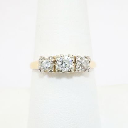 Picture of Antique 14k Yellow Gold & Triple Old European Cut Diamond Wedding/Engagement Ring