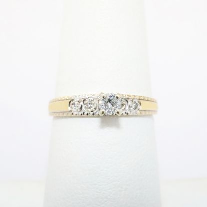 Picture of Vintage 1950's Textured 14k Yellow Gold & Diamond Engagement Ring