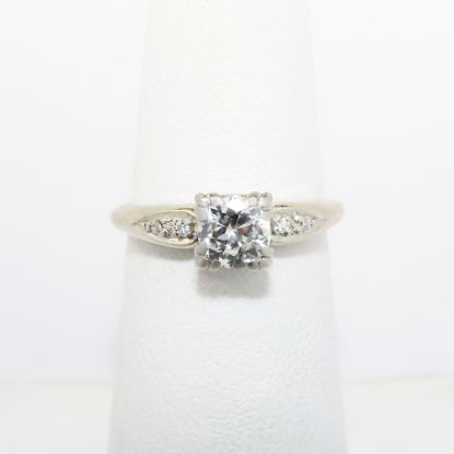 Picture of Antique Early 20th Century 14k White Gold & Old European Cut Diamond Engagement Ring