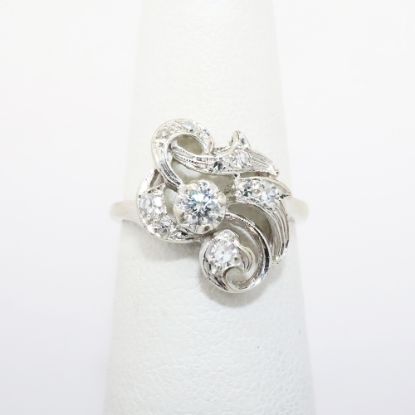 Picture of Vintage 1940's 14k White Gold & Diamond Statement Ring