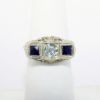 Picture of Antique Art Deco 18k Yellow Gold Filigree Aquamarine & Synthetic Sapphire Ring